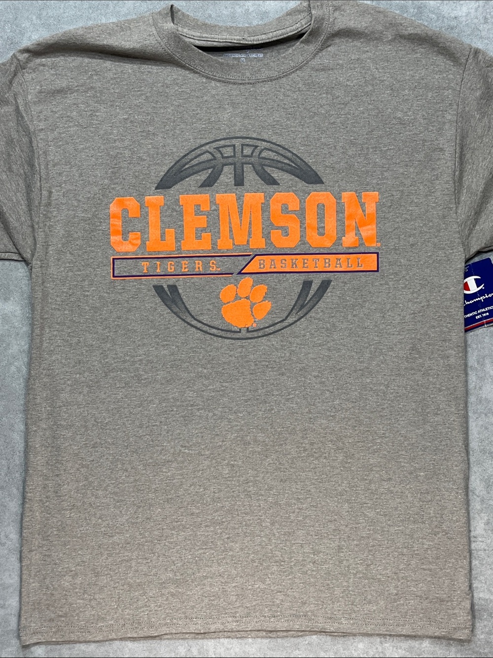 Champion Clemson Tigers Basketball T‎ Shirt Gray NWT Men’s Medium NCAA